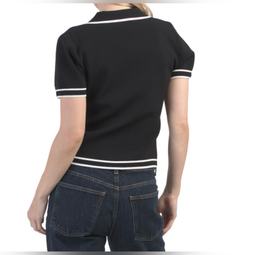 Bailey/44 Black and White Sculpt Ribbed Knit Top - Picture 2 of 8